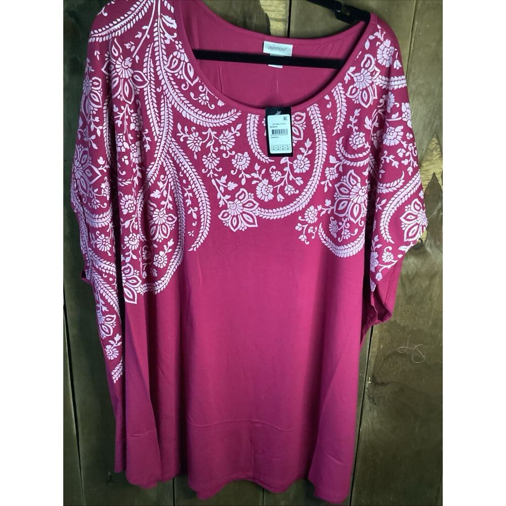 Avenue Top Millie Sangria Size 26/28 Shirt Plus Size Pink